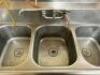 7' THREE WELL STAINLESS POT SINK W/ LEFT SIDE DRY WELL. - 8