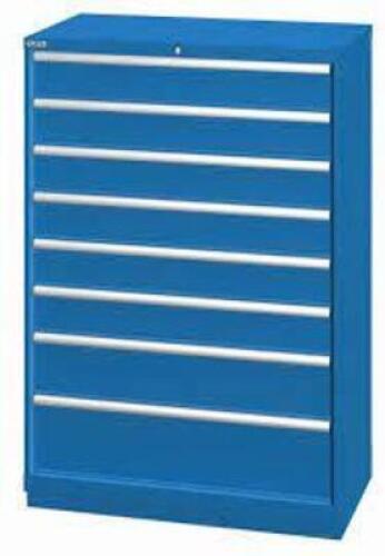 DESCRIPTION: (1) STORAGE TOOL BOXBRAND/MODEL: LISTAINFORMATION: BLUISH GRAYSIZE: 8 DRAWERS, 17" x 28 1/2" x 34"RETAIL$: $2892.36 EAQTY: 1
