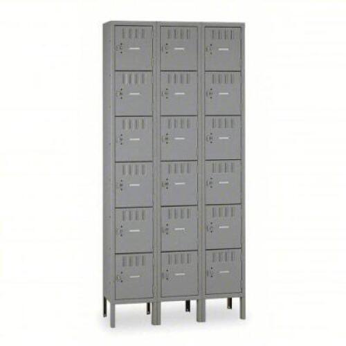 DESCRIPTION: (1) 6 TIER LOCKERSBRAND/MODEL: TENNSCO #4LA22INFORMATION: GRAYSIZE: 6 TIER, 3 WIDE,&nbsp;36 x 15 x 78&nbsp;RETAIL$: $1140.00 TOTALQTY: 1