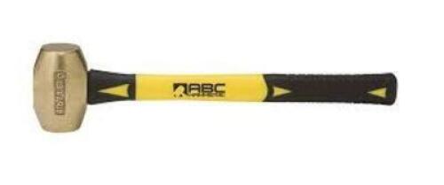 DESCRIPTION: (2) HAMMERS WITH FIBERGLASS HANDLE BRAND/MODEL: ABC HAMMERS INFORMATION: YELLOW HANDLE, BRASS STRIKING HEAD SIZE: 4 LB RETAIL$: $174.42 E