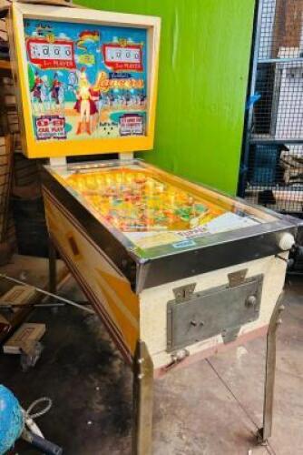 DESCRIPTION: GOTTLIEBS LANCER 2-PLAY PINBALL MACHINE INFORMATION: WORKS GREAT SIZE: 5'10"X4'X1'11" QTY: 1