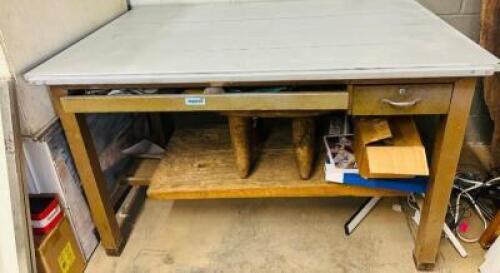DESCRIPTION: WOODEN WORKBENCH SIZE: 52"X38" QTY: 1