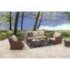 DESCRIPTION: (1) WICKER PATIO SET, COUCH AND 2 CHAIRS BRAND/MODEL: BETTER HOMES AND GARDENS INFORMATION: IVORY / GRAY CUSHIONS RETAIL$: $698.00 TOTAL