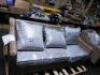 DESCRIPTION: (1) WICKER PATIO SET, COUCH AND 2 CHAIRS BRAND/MODEL: BETTER HOMES AND GARDENS INFORMATION: IVORY / GRAY CUSHIONS RETAIL$: $698.00 TOTAL - 3