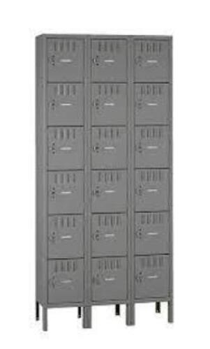 DESCRIPTION: (3) 6 TIER LOCKERS BRAND/MODEL: TENNSCO #BS6-121512-C INFORMATION: GRAY RETAIL$: $1140.00 TOTAL SIZE: 6 TIER, 3 WIDE. QTY: 3