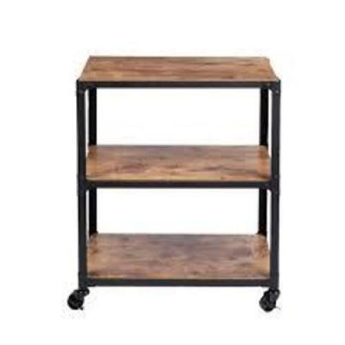 DESCRIPTION: (1) WOOD AND METAL 3 TIER CARTBRAND/MODEL: MIND READER #WDMTCART3T-BLKINFORMATION: BLACKSIZE:&nbsp;30 in. x 12 in. x 23 in.RETAIL$: $40.00 EAQTY: 1