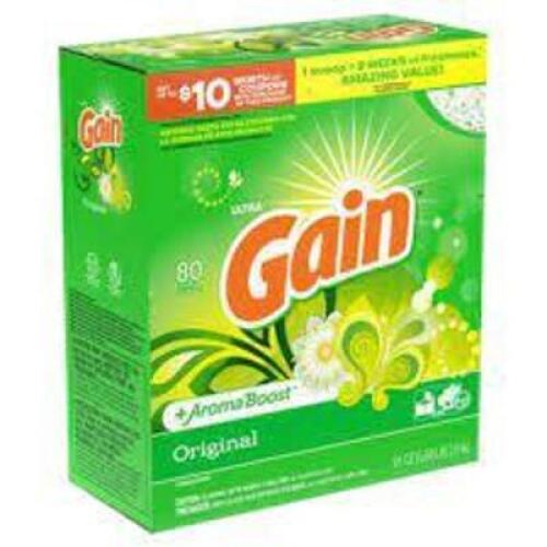 DESCRIPTION (1) POWDER LAUNDRY DETERGENT BRAND/MODEL GAIN ULTRA ORIGINAL #0003700084910 ADDITIONAL INFORMATION RETAILS FOR $12.00 SIZE 61 OZ THIS LOT