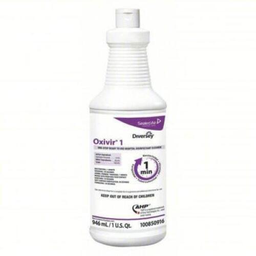 DESCRIPTION: (5) DISINFECTANT CLEANER BRAND/MODEL: DIVERSEY OXIVIR #53JX14 RETAIL$: $15.00 EA SIZE: 1 QT QTY: 5