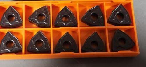 DESCRIPTION: (10) WNMG433EN HRM CARBIDE TURNING INSERTS BRAND/MODEL: HERTEL WNMG433EN HRM RETAIL$: $ 18.75 PER INSERT QTY: 10