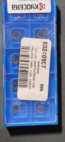 DESCRIPTION: (10) CCGT 21.500 CARBIDE TURNING INSERTS BRAND/MODEL: KYOCERA CCGT 060200FR-U RETAIL$: $16.20 EA QTY: 10