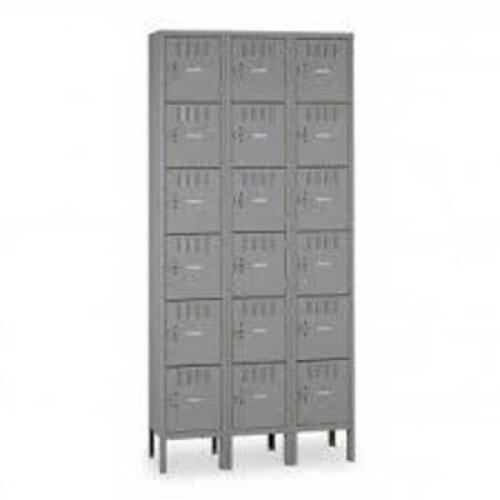 DESCRIPTION: (1) 6 TIER LOCKERSBRAND/MODEL: TENNSCO #4LA22INFORMATION: GRAYSIZE: 6 TIER, 3 WIDE.,&nbsp;36 in x 15 in x 78 inRETAIL$: $1140.00 TOTALQTY: 1