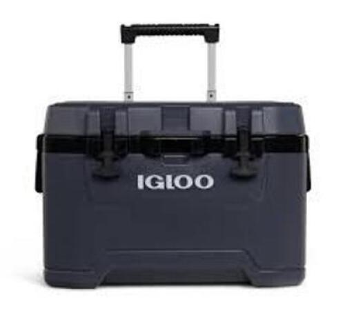 DESCRIPTION: (1) BEVERAGE COOLER BRAND/MODEL: IGLOO #800HY5 INFORMATION: GREY BLUE SIZE: 52 QT RETAIL$: $121.45 EA QTY: 1