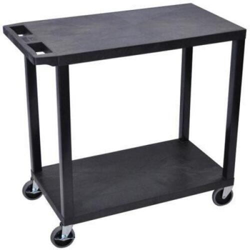 DESCRIPTION: (1) FLAT SHELF UTILITY CART BRAND/MODEL: LUXOR INFORMATION: BLACK SIZE: 2 SHELF RETAIL$: $138.99 EA QTY: 1