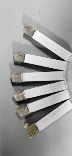 DESCRIPTION: (6) SINGLE POINT SQ SHOULDER TURNING TOOL BITS BRAND/MODEL: MADE IN USA 125 RETAIL$: 16.50 EA QTY: 6