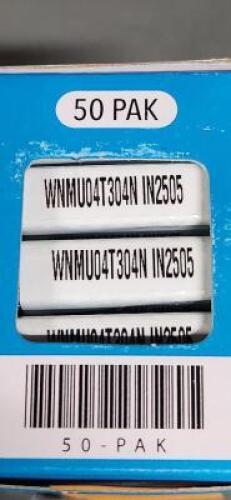 DESCRIPTION: (50) DIPOSHEXA WNMU SOLID CARBIDE MILLING INSERTS BRAND/MODEL: INGERSOLL WNMU 04T304N1 RETAIL$: 16.50 PER INSERT QTY: 50