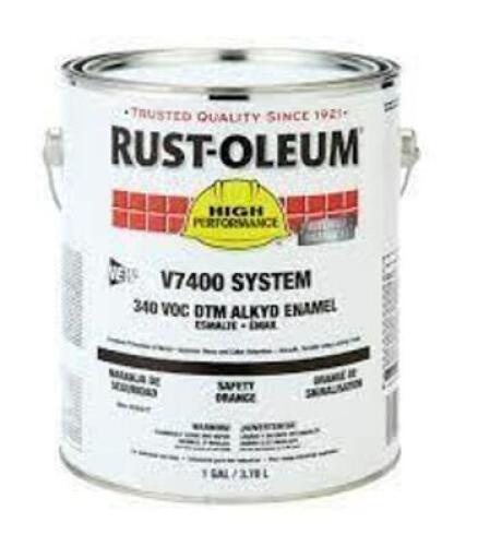 DESCRIPTION: (1) 340 VOC DTM ALKYD ENAMEL BRAND/MODEL: RUST-OLEUM V7400 INFORMATION: SAFETY ORANGE SIZE: 1 GALLON RETAIL$: $98.95 EA QTY: 1
