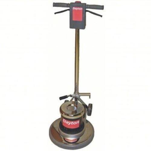 DESCRIPTION: (1) FLOOR SCRUBBER BRAND/MODEL: DAYTON #6UFR5 SIZE: 17 IN MACHINE SIZE, 1.5 HP MOTOR, 115V AC @ 15A, 60 HZ, 175 RPM BRUSH SPEED RETAIL$: