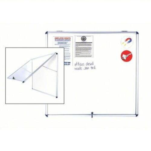 DESCRIPTION: (1) ENCLOSED BULLETIN BOARD, MAGNETIC BRAND/MODEL: MASTERVISION #52XH28 INFORMATION: WHITE, STEEL SIZE: 38 IN WD, 47 IN HT, (2) KEYS/MOUN