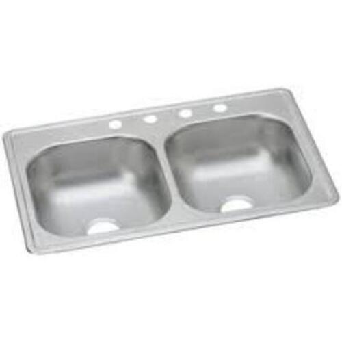 DESCRIPTION: (1) DROP IN EQUAL DOUBLE BOWL SINK BRAND/MODEL: ELKAY #D233194 INFORMATION: STAINLESS STEEL SIZE: 2 BOWLS, 33" RETAIL$: $156.65 EA QTY: 1
