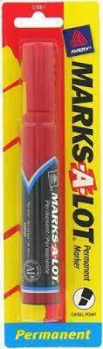 DESCRIPTION: (15) PACKS OF (5) PERMANENT MARKERS BRAND/MODEL: AVERY #17887-400 INFORMATION: RED, MARKS-A-LOT SIZE: CHISEL POINT RETAIL$: $25.60 PER PA