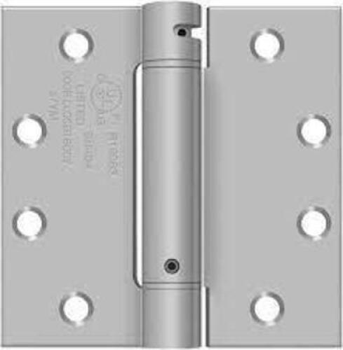 DESCRIPTION: (6) SPRING HINGE BRAND/MODEL: DELTANA #DSH45U32D INFORMATION: BRUSHED STAINLESS STEEL SIZE: 4.5" X 4.5" X 3.4 SP RETAIL$: $29.49 EA QTY: