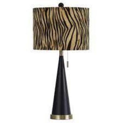 DESCRIPTION: (2) TABLE TOP LAMPS BRAND/MODEL: METAL AND BRUSHED INFORMATION: TIGER STRIPES RETAIL$: $63.55 EA QTY: 2