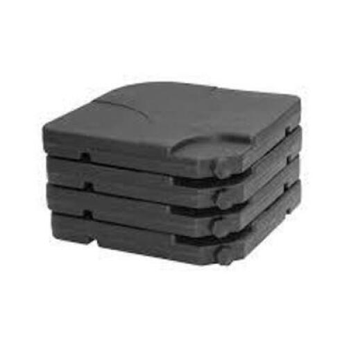 DESCRIPTION: (1) SET OF PLASTIC FILLABLE UMBRELLA BASE WEIGHTS BRAND/MODEL: WESTIN FURNITURE #9814101 INFORMATION: BLACK RETAIL$: $173.31 EA QTY: 1