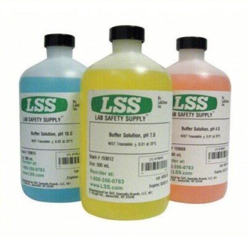 DESCRIPTION: (3) YELLOW BUFFER SOLUTION BRAND/MODEL: LAB SAFETY SUPPLY #4YMH9 INFORMATION: PH 7.00 SIZE: 500 ML RETAIL$: $14.60 EA QTY: 3