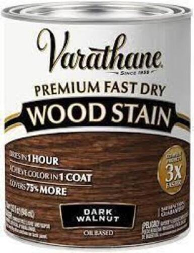 DESCRIPTION: (2) CANS OF PREMIUM OIL WOOD STAIN BRAND/MODEL: VARATHANE INFORMATION: DARK WALNUT SIZE: 32 OZ RETAIL$: $12.77 EA QTY: 2