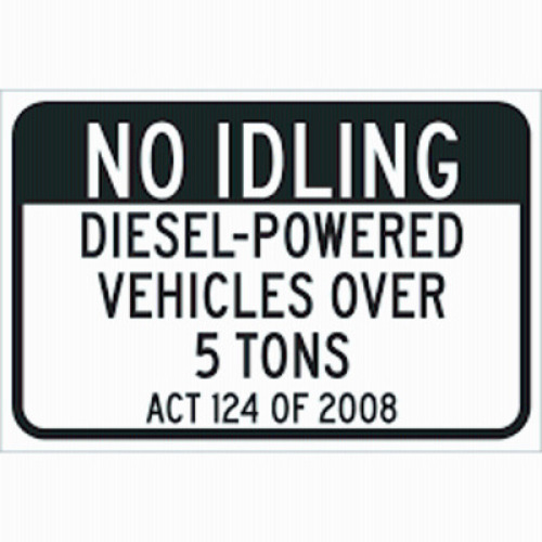 DESCRIPTION: (1) SIGN NO IDLING DIESEL POWERED VEHICLES OVER 5 TONS BRAND/MODEL: BRADY #124414 INFORMATION: ALUMINUM SIZE: 12X18 RETAIL$: $21.69 EA QT