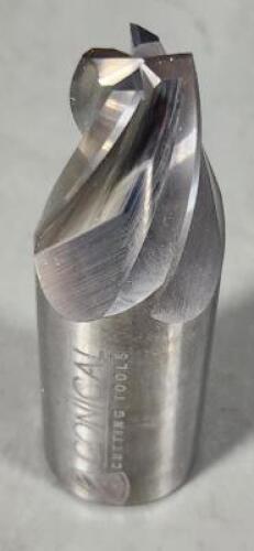 DESCRIPTION: (1) 15 DEG SOLID CARBIDE TAPERED END MILL BRAND/MODEL: CONICAL P-804C SIZE: 1/2" TIP 1" DIA 1: SD RETAIL$: $423.08 QTY: 1