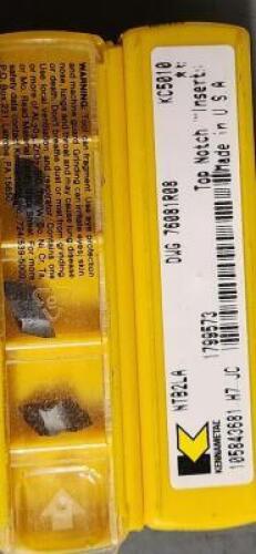 DESCRIPTION: (28) DWG THREADING INSERTS BRAND/MODEL: KENNAMETAL DWG 76081R08 RETAIL$: $29.71 PER INSERT QTY: 28
