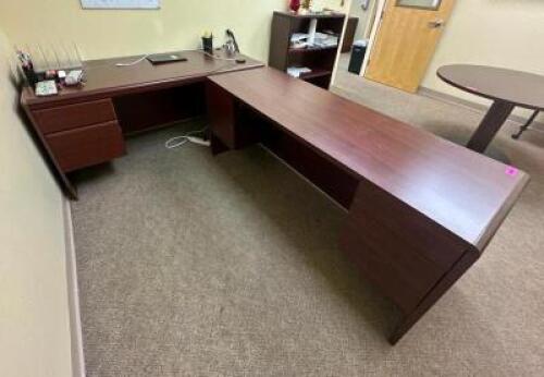 L-SHAPED DESK WITH LEFT SIDE RETURN AND BOOKCASE