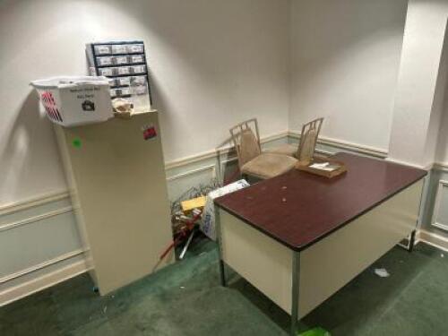OFFICE DESK SET WITH ASSORTED FIRST AID PRODUCTS