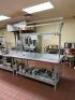 STAINLESS PREP TABLE WITH BUILT IN PAN RACK