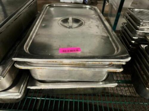 (3) FULL SIZE STAINLESS INSERTS W/ LIDS