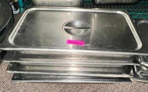 (4) FULL SIZE STAINLESS INSERTS W/ LIDS
