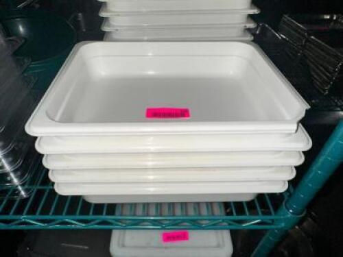 (4) HALF SIZE WHITE PLASTIC DELI INSERTS