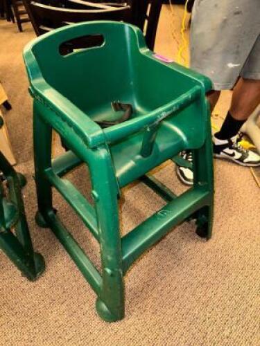 (4) GREEN PLASTIC HIGH CHAIRS
