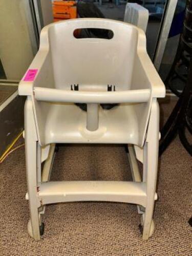 (4) TAN PLASTIC HIGH CHAIRS