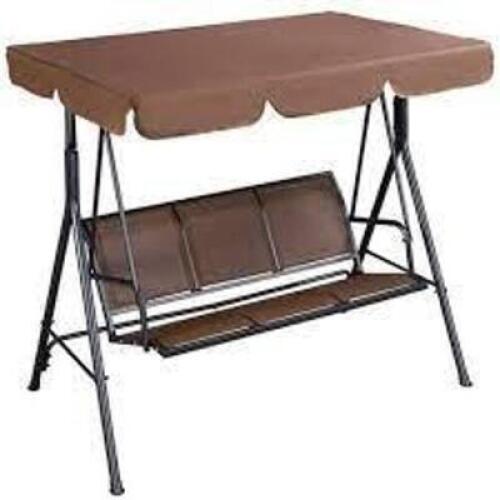 DESCRIPTION: (1) OUTDOOR PATIO SWING CHAIR WITH ADJUSTABLE AWNING BRAND/MODEL: YAHEETECH #613773 INFORMATION: BROWN SIZE: 3 PERSON RETAIL$: $210.99 EA