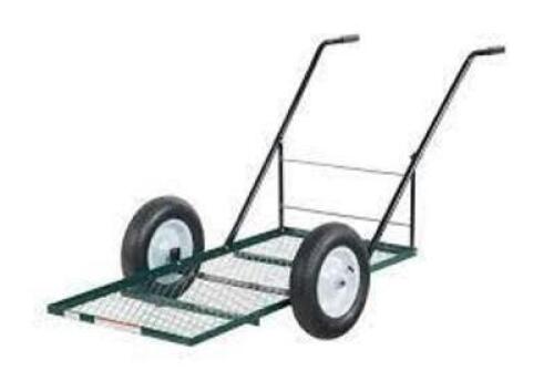 DESCRIPTION: (1) SERVICE CART WITH PNEUMATIC WHEELS BRAND/MODEL: VESTIL #LSC-2448-TC INFORMATION: GREEN, STEEL SIZE: 45" H 53" L 24" W RETAIL$: $167.9