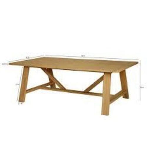 DESCRIPTION: (1) DINING TABLEBRAND/MODEL: DAVE AND JENNYINFORMATION: TEAK WOOD WITH A NATURAL FINISHSIZE: SEATS UP TO 8,&nbsp;90"L x 44"W x 30"HRETAIL$: $1299.99 EAQTY: 1