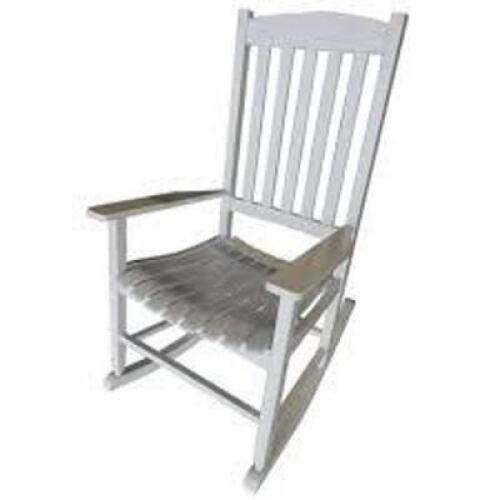 DESCRIPTION: (1) ACACIA WOOD ROCKING CHAIR BRAND/MODEL: MAINSTAYS INFORMATION: WHITE SIZE: 250 LB CAPACITY RETAIL$: $198.60 EA QTY: 1