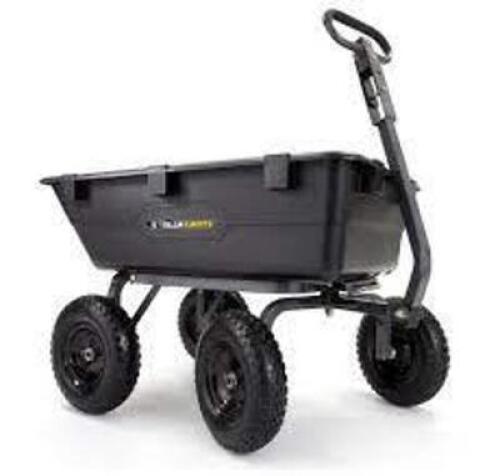 DESCRIPTION: (1) HEAVY DUTY POLY DUMP CART BRAND/MODEL: GORILLA CARTS INFORMATION: BLACK SIZE: 6 CU FT RETAIL$: $179.00 EA QTY: 1
