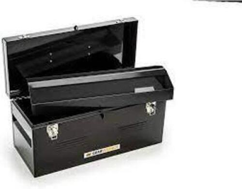 DESCRIPTION: (1) TOTE BOX WITH TRAY BRAND/MODEL: GEARWRENCH #83130 INFORMATION: BLACK, STEEL SIZE: 19" RETAIL$: $83.07 EA QTY: 1