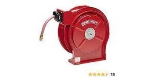 DESCRIPTION: (1) SPRING DRIVEN HOSE REEL BRAND/MODEL: REELCRAFT #A5850 INFORMATION: RED SIZE: 1/2" X 50' RETAIL$: $427.54 EA QTY: 1