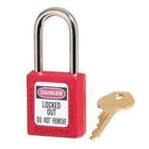 DESCRIPTION: (18) LOCKOUT PADLOCK BRAND/MODEL: MASTER LOCK/410MKW417REDLZ2 INFORMATION: RED/THERMOPLASTICS SIZE: 1-1/2"SHACKLE H X 1/4"SHACKLE DIA X 1