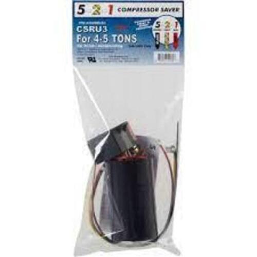 DESCRIPTION: (1) COMPRESOR SAVER HARD START BRAND/MODEL: 521 PRODUCTS #CSRU3 INFORMATION: BLACK SIZE: FOR 4-5 TONS RETAIL$: $49.95 EA QTY: 1