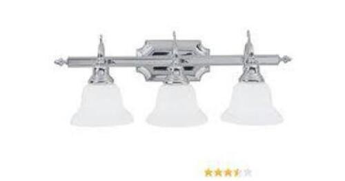 DESCRIPTION: (1) BATH VANITY WITH WHITE ALABASTER GLASS SHADES BRAND/MODEL: LIVEX #1283-02 RETAIL$: $222.68 EA QTY: 1